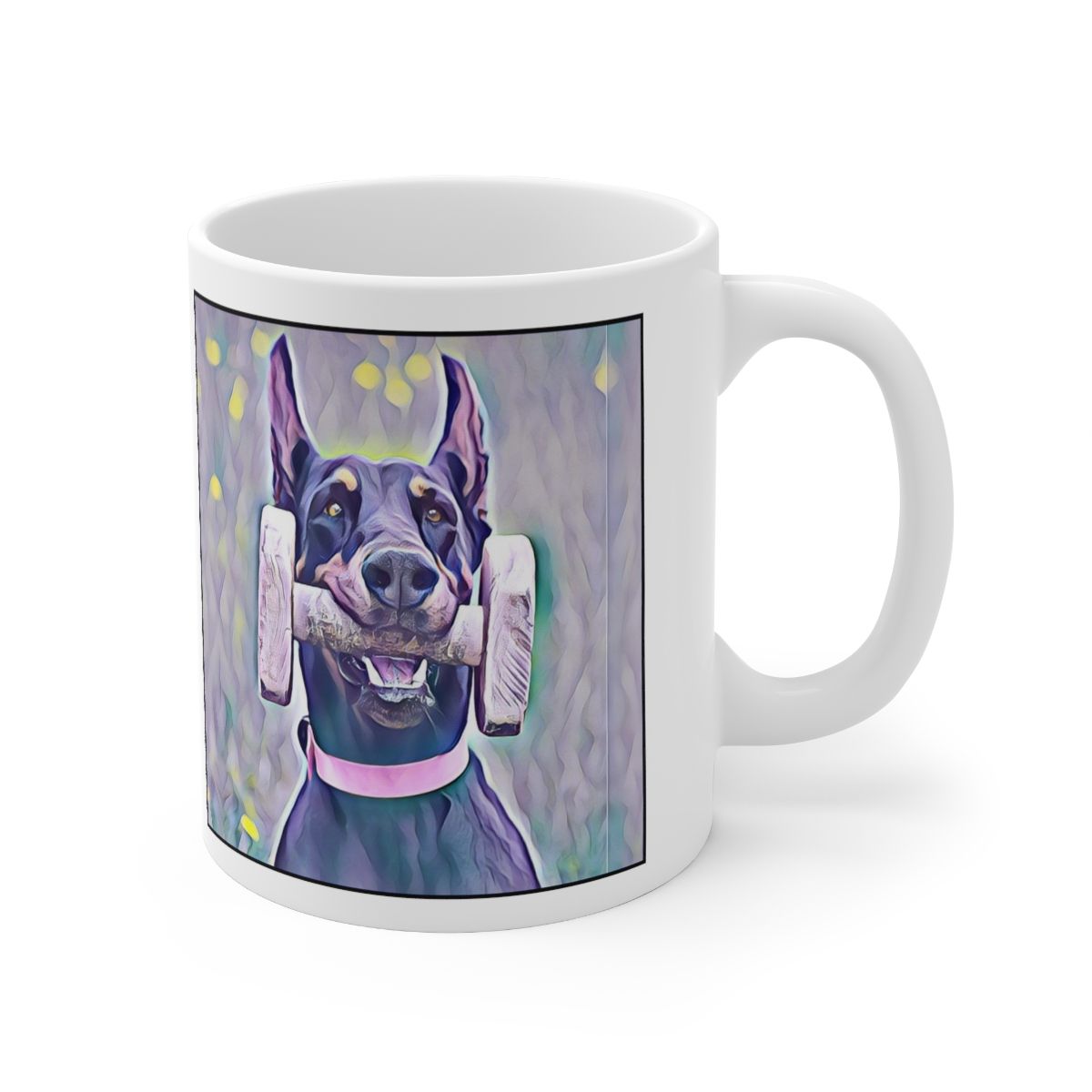 Picture of Doberman cropped-Lavender Ice Mug