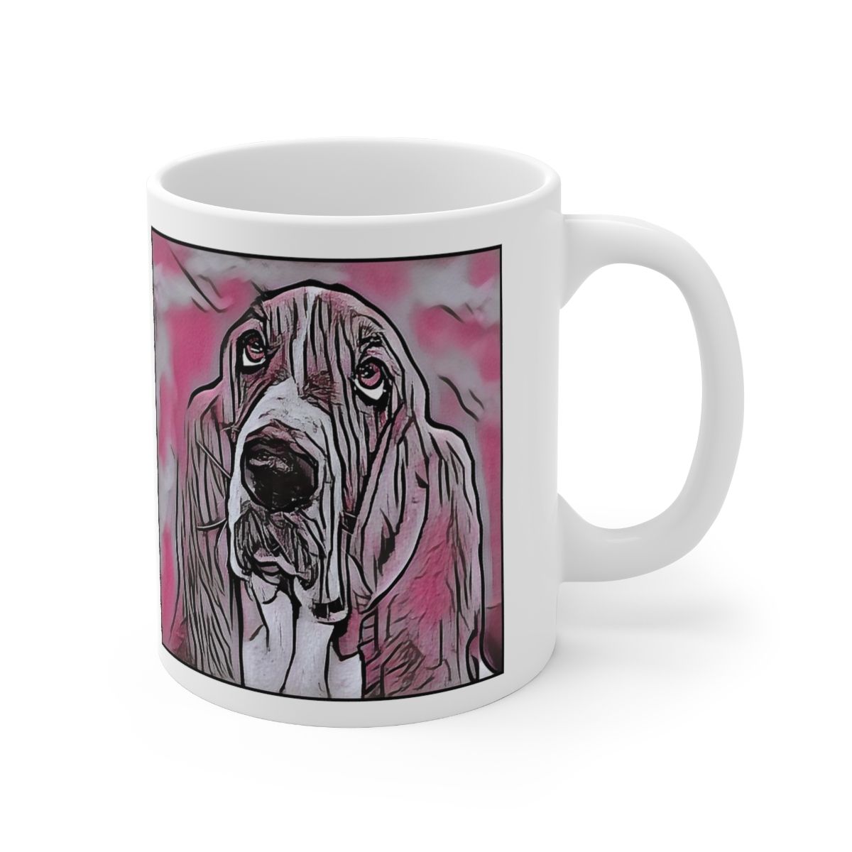 Picture of Bassett Hound-Comic Pink Mug