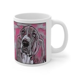 Picture of Bassett Hound-Comic Pink Mug