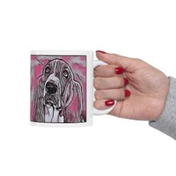 Picture of Bassett Hound-Comic Pink Mug