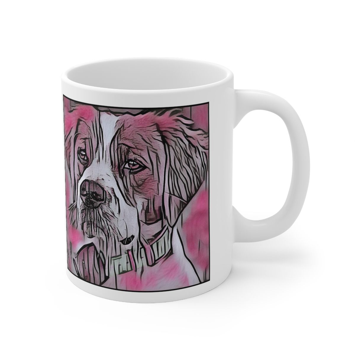 Picture of Brittany Spaniel-Comic Pink Mug