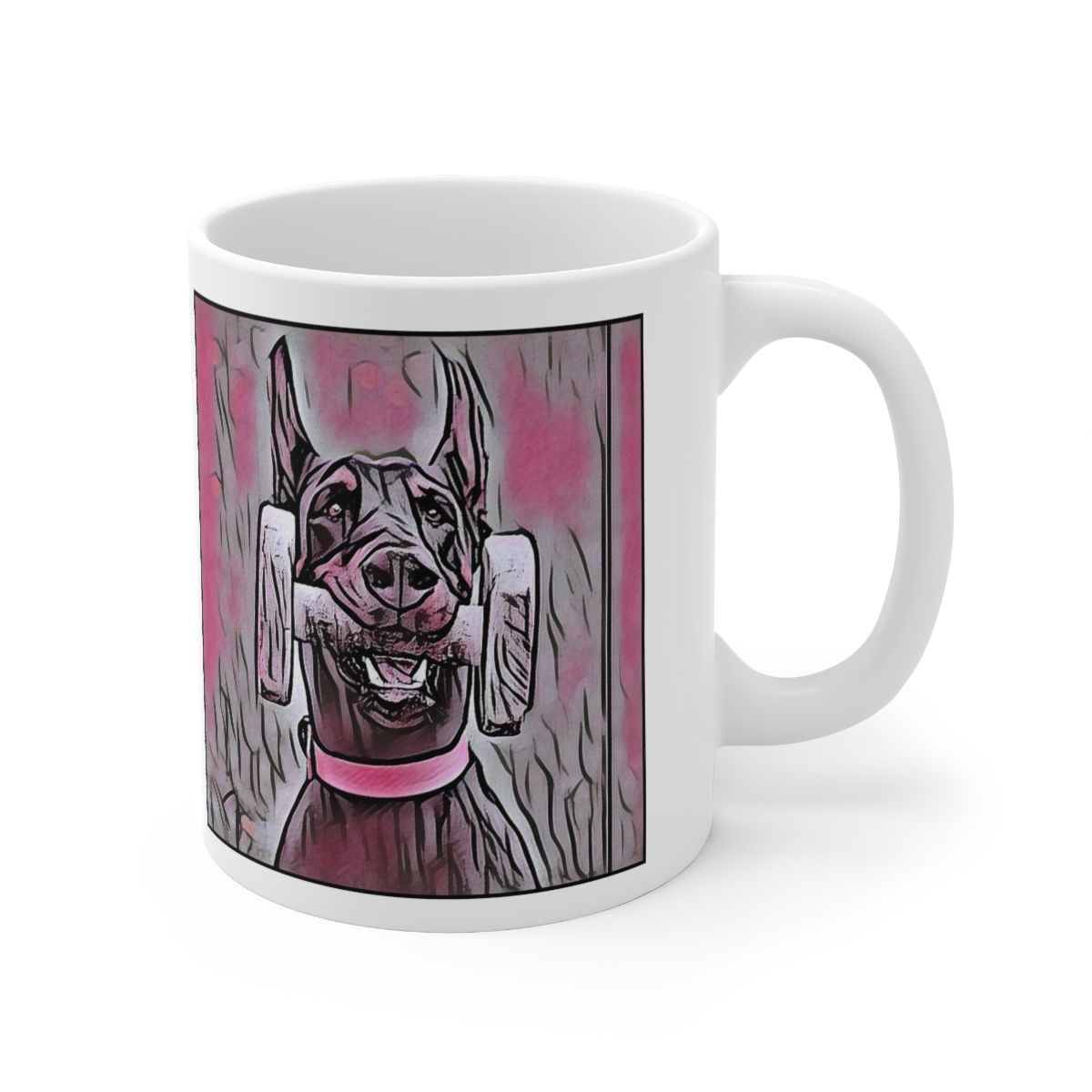 Picture of Doberman cropped-Comic Pink Mug
