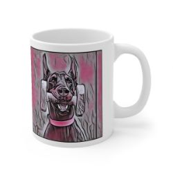 Picture of Doberman cropped-Comic Pink Mug