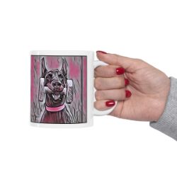 Picture of Doberman cropped-Comic Pink Mug