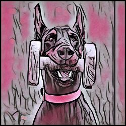 Picture of Doberman cropped-Comic Pink Mug