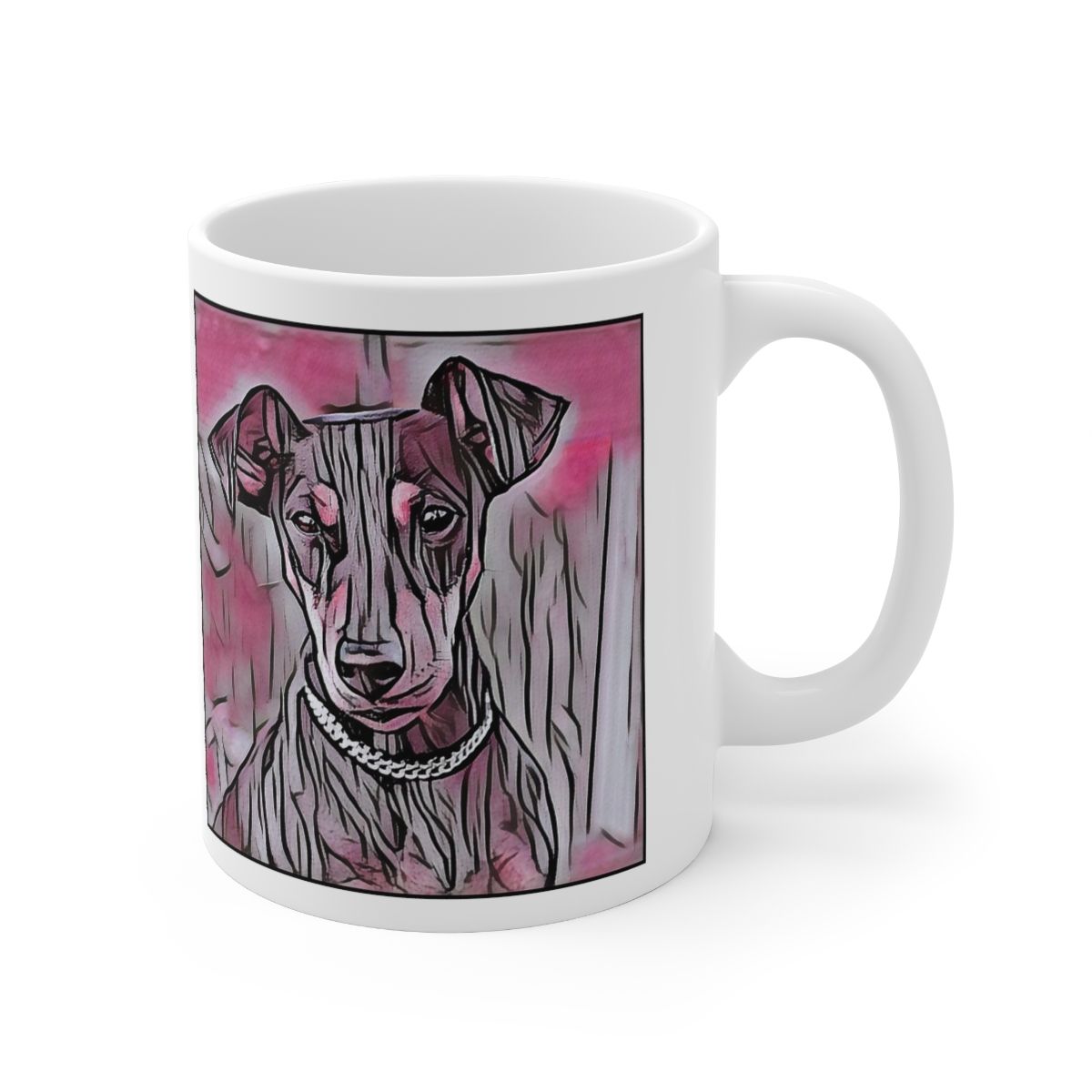 Picture of German Pinscher-Comic Pink Mug